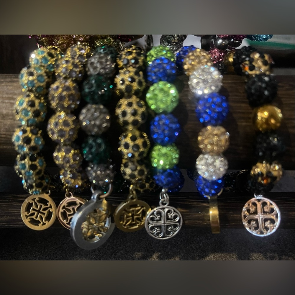 Rustic Cuff Emerson multi  Shamballa Bead Bracelets